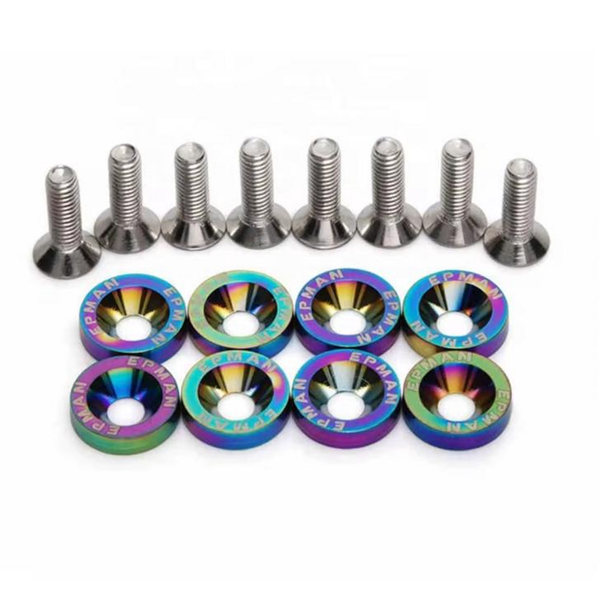 KIT TORNILLOS Y ARANDELAS RACING M6 X 8 UNIDADES NEOCROMADO