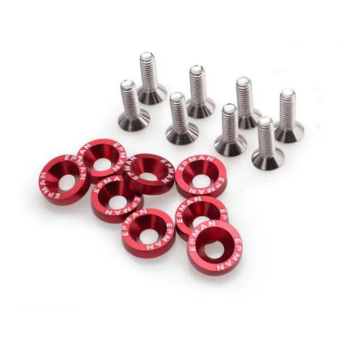 KIT TORNILLOS Y ARANDELAS RACING M6 X 8 UNIDADES ROJO