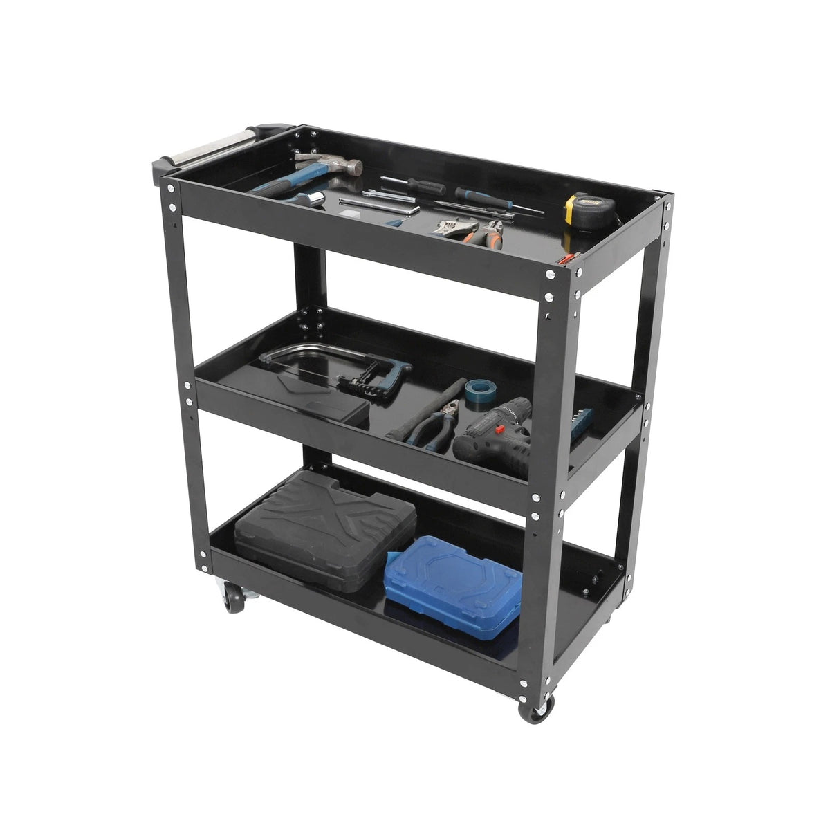 CARRO GABINETE METÁLICO PARA HERRAMIENTAS 3 BANDEJAS - NEGRO